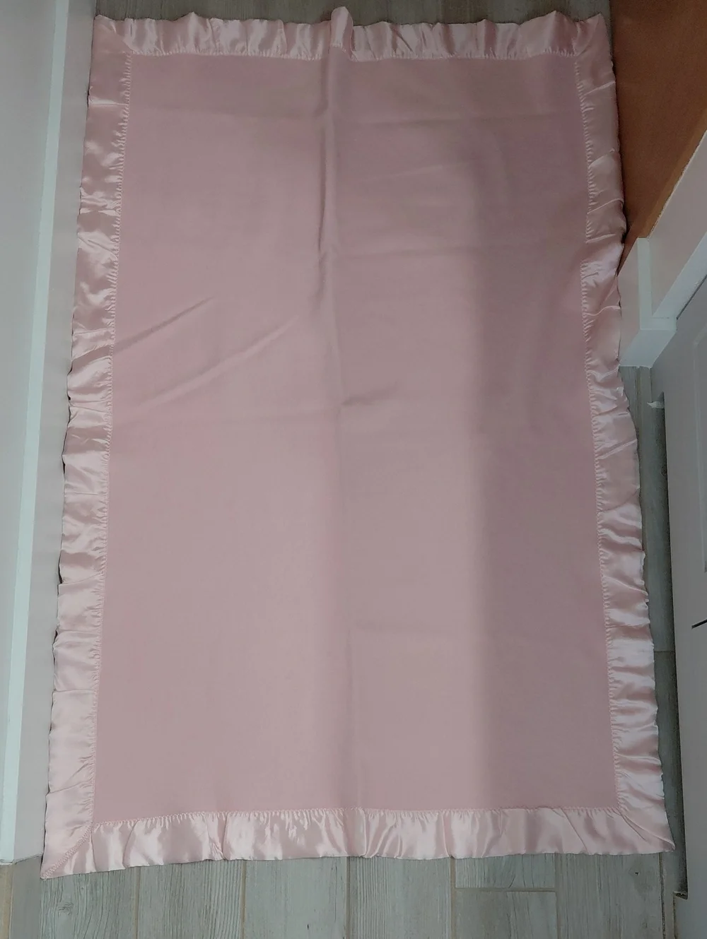 North Star Wool Baby Blanket Pink Satin Trim